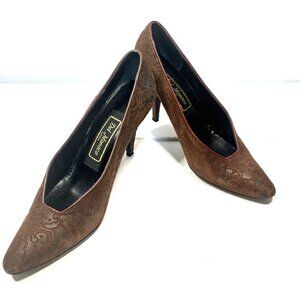 TWO CITY KIDS DEL MONACO Burgundy Embossed Suede Classic Pumps Size 7M